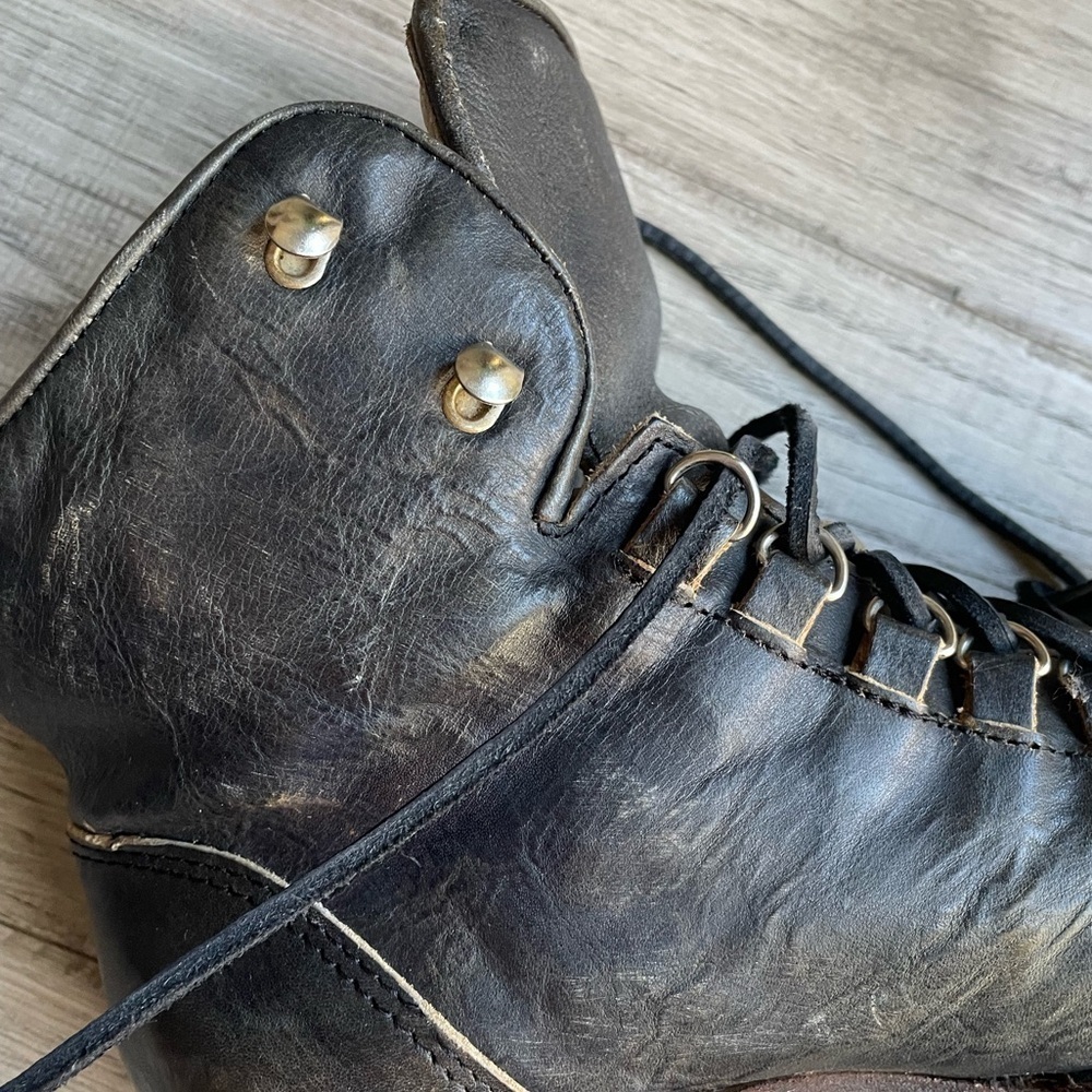 Freebird Rare Devin Boots Leather Lace Up Side Zipper Closure Black/Brown SZ 7 - Picture 10 of 16